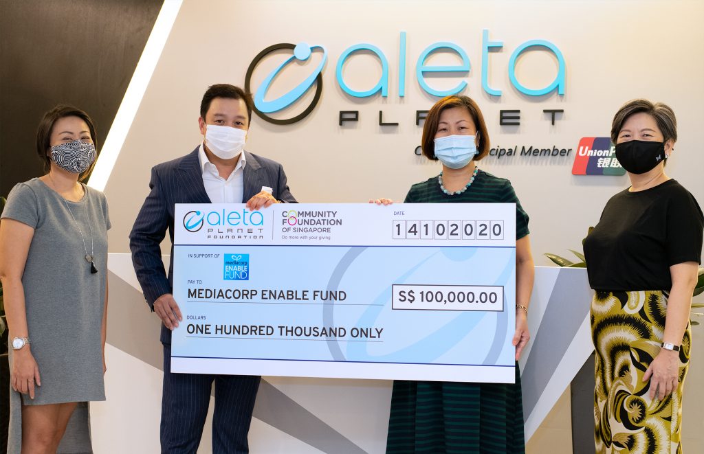 Fintech firm Aleta new foundation donates S100,000 to Mediacorp Enable Fund
