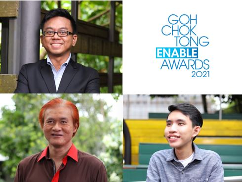 Noah Tan, Steve Tee and Winston Wong, Awardees of Goh Chok Enable Awards 2021 (UBS Promise)
