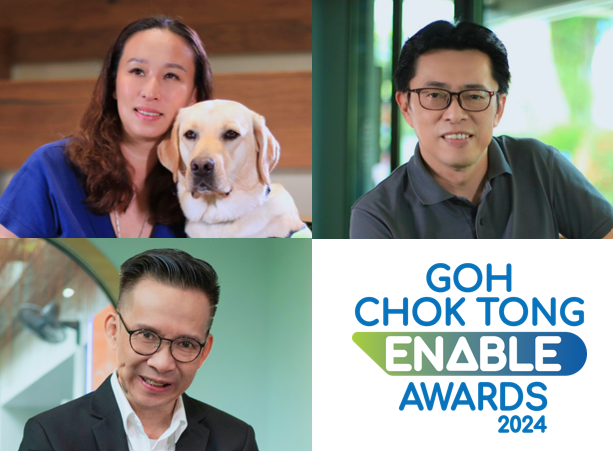 Cassandra Chiu, Pek Kian Aik (Alan) and Andrew Tay Kiam, Awardees of Goh Chok Enable Awards 2024 (Achievement)